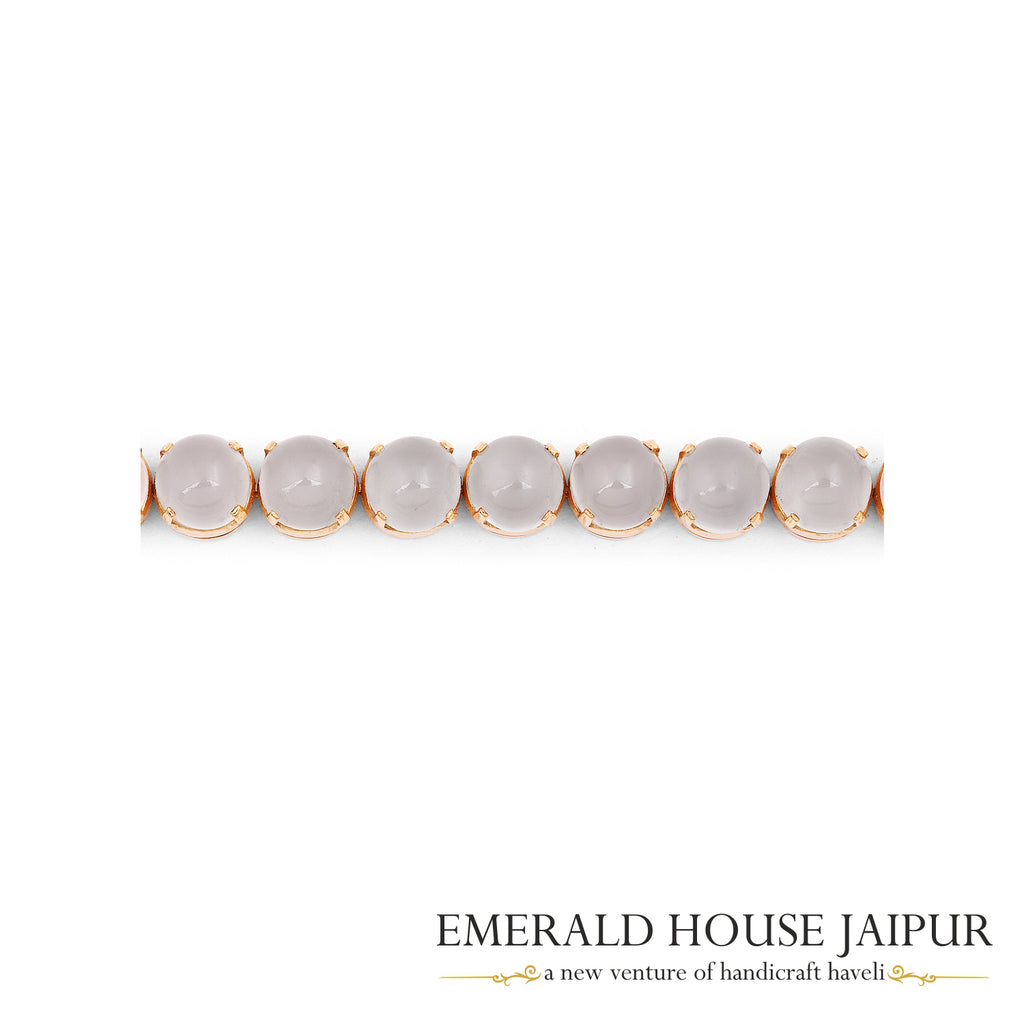 Grey Moonstone Cabochon Bracelet in 18K Rose Gold