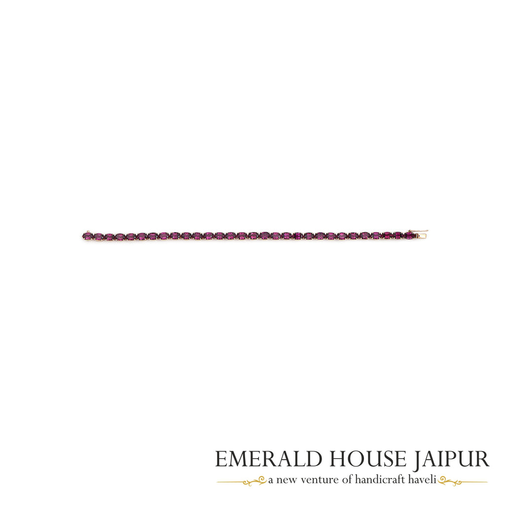 Pink Sapphire Oval Tennis Bracelet in 18K Rose Gold