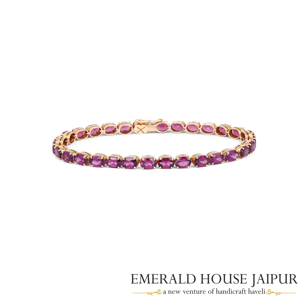 Pink Sapphire Oval Tennis Bracelet in 18K Rose Gold