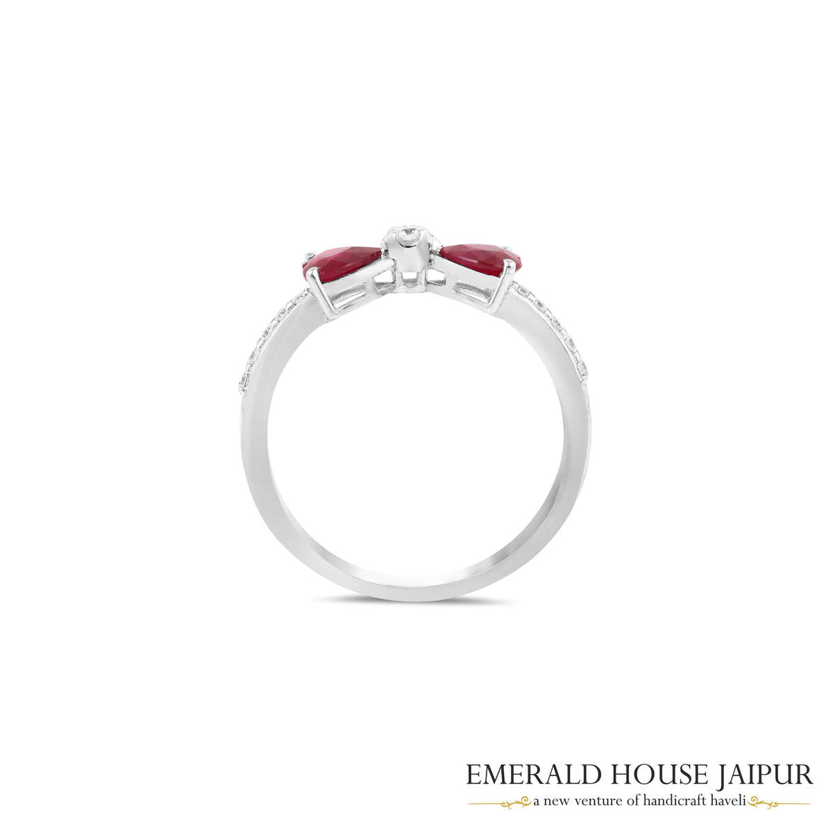 Heart-Shaped Ruby & Round Brilliant-Cut Diamond Toi et Moi Ring in 18K White Gold