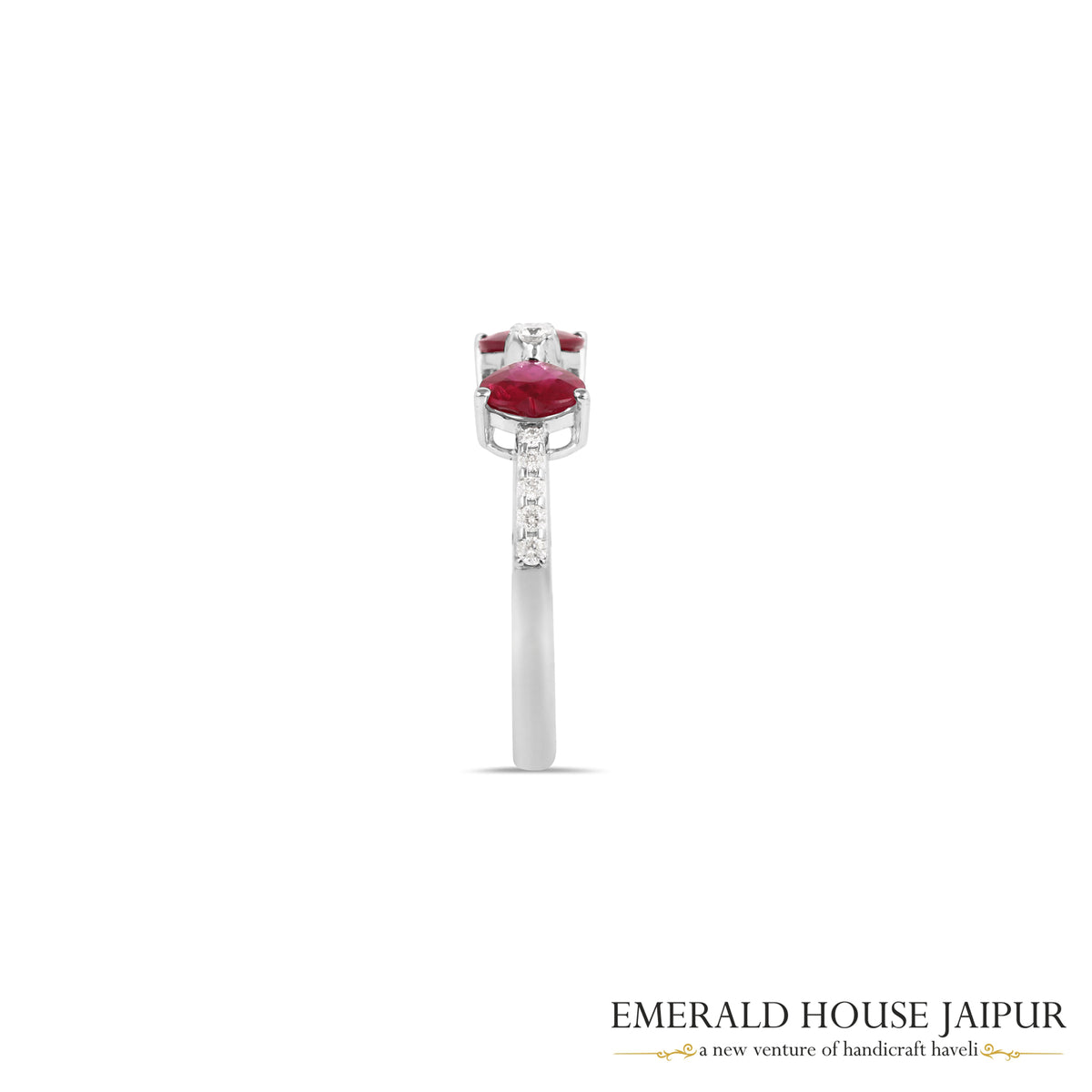 Heart-Shaped Ruby & Round Brilliant-Cut Diamond Toi et Moi Ring in 18K White Gold