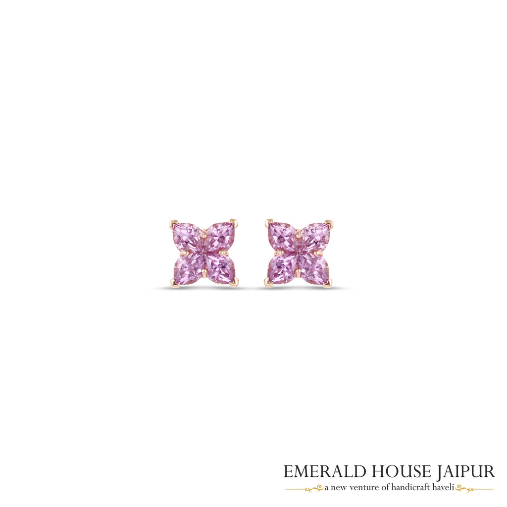 Marquise-Cut Pink Sapphire Butterfly Stud Earrings in 18K Rose Gold