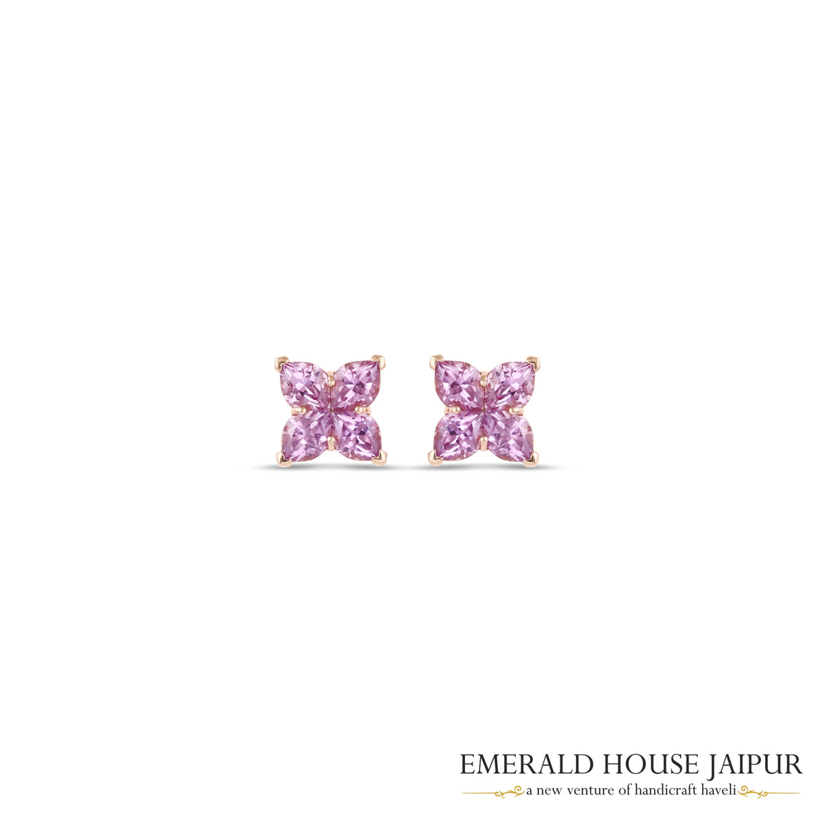 Marquise-Cut Pink Sapphire Butterfly Stud Earrings in 18K Rose Gold