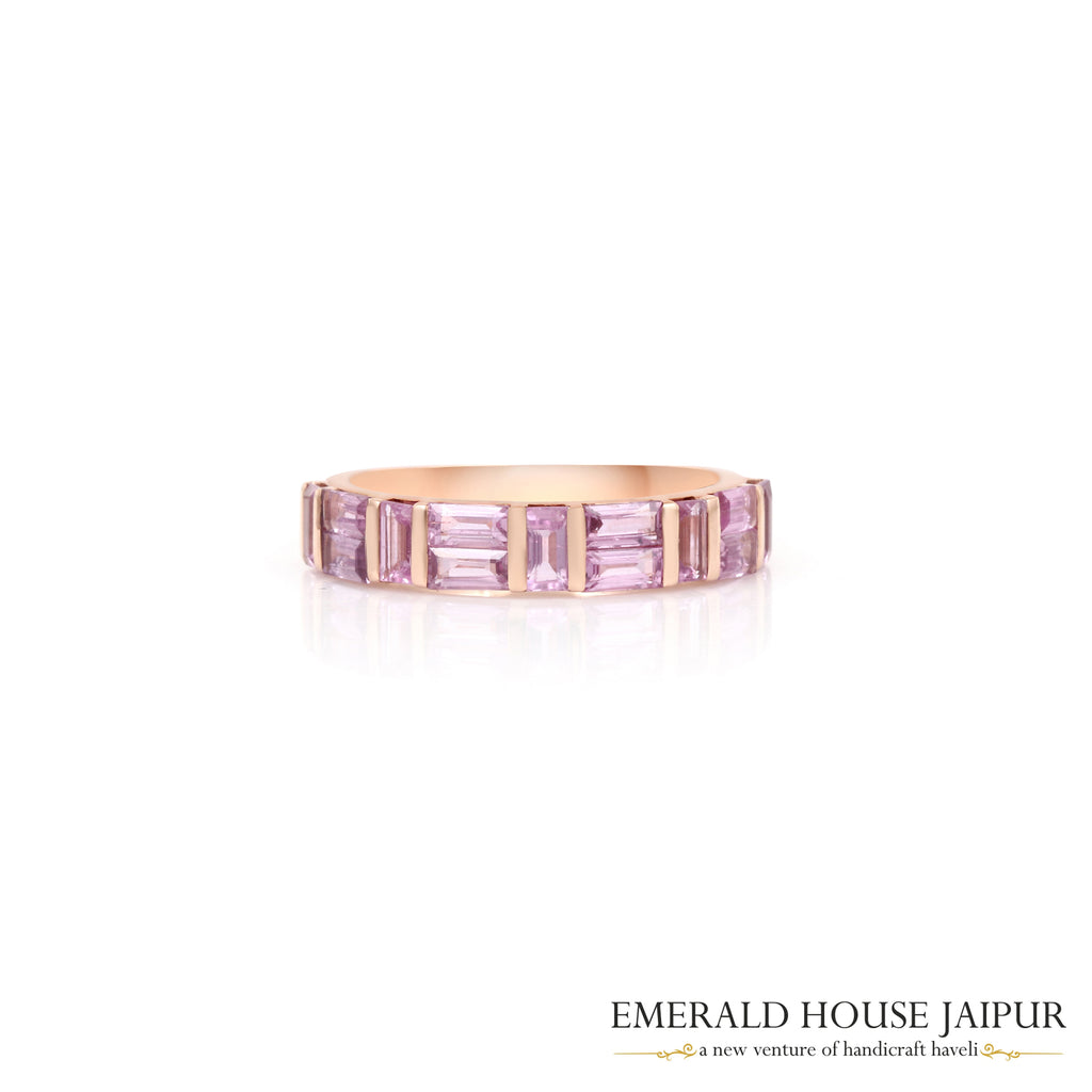 Pink Sapphire Baguette Band in 18K Rose Gold
