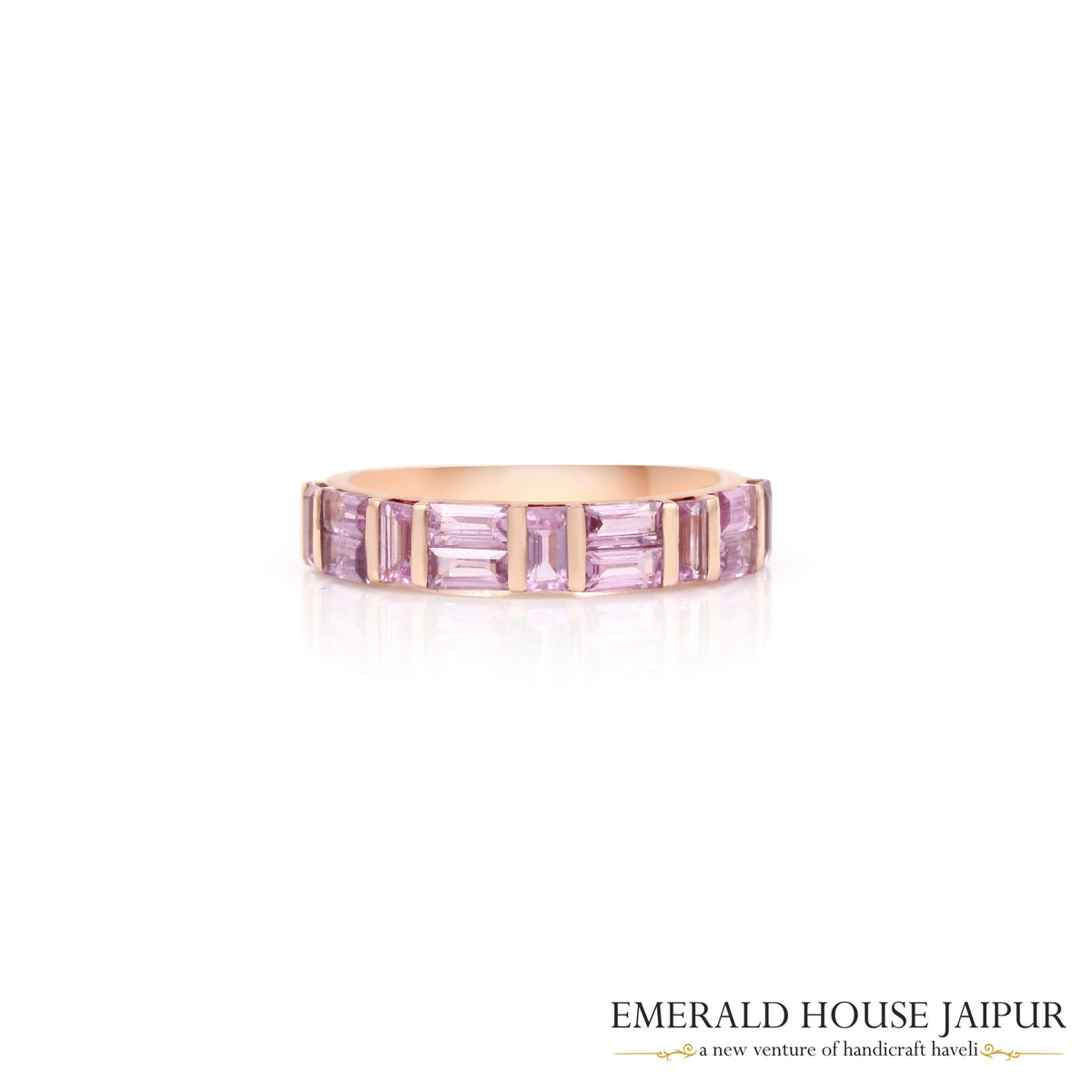 Pink Sapphire Baguette Band in 18K Rose Gold