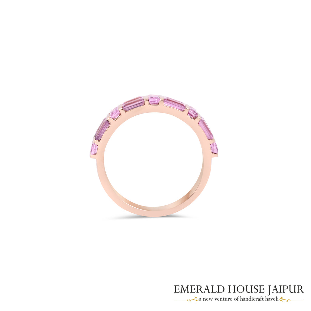 Pink Sapphire Baguette Band in 18K Rose Gold
