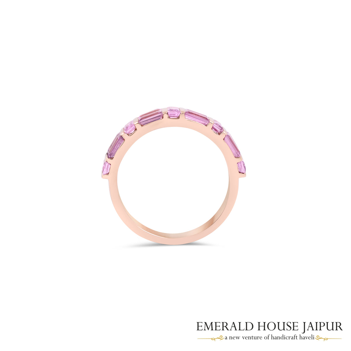 Pink Sapphire Baguette Band in 18K Rose Gold