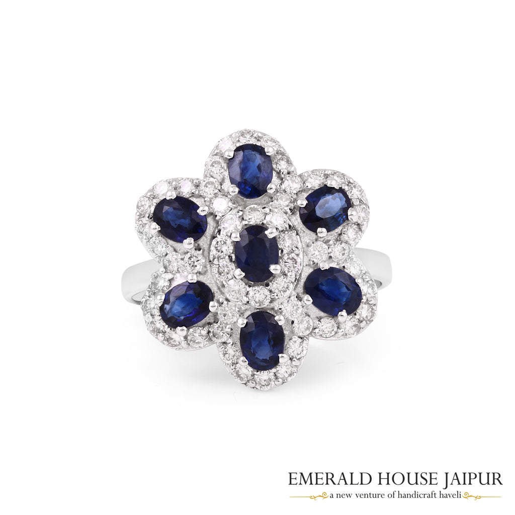 Midnight Bloom Sapphire Ring 
