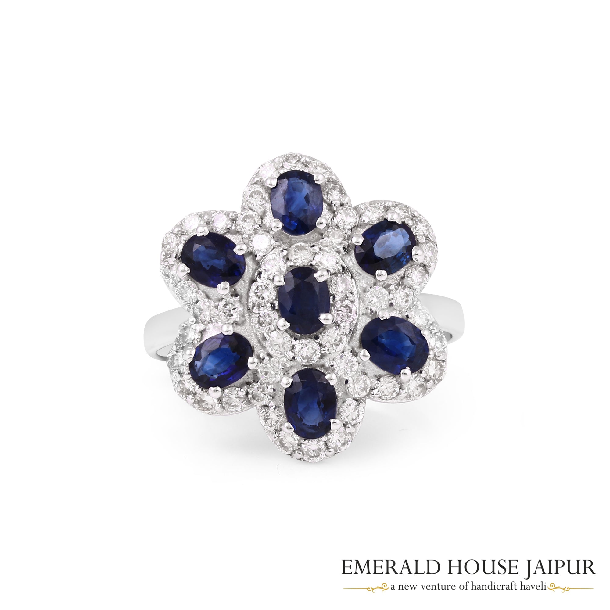 Midnight Bloom Sapphire Ring 