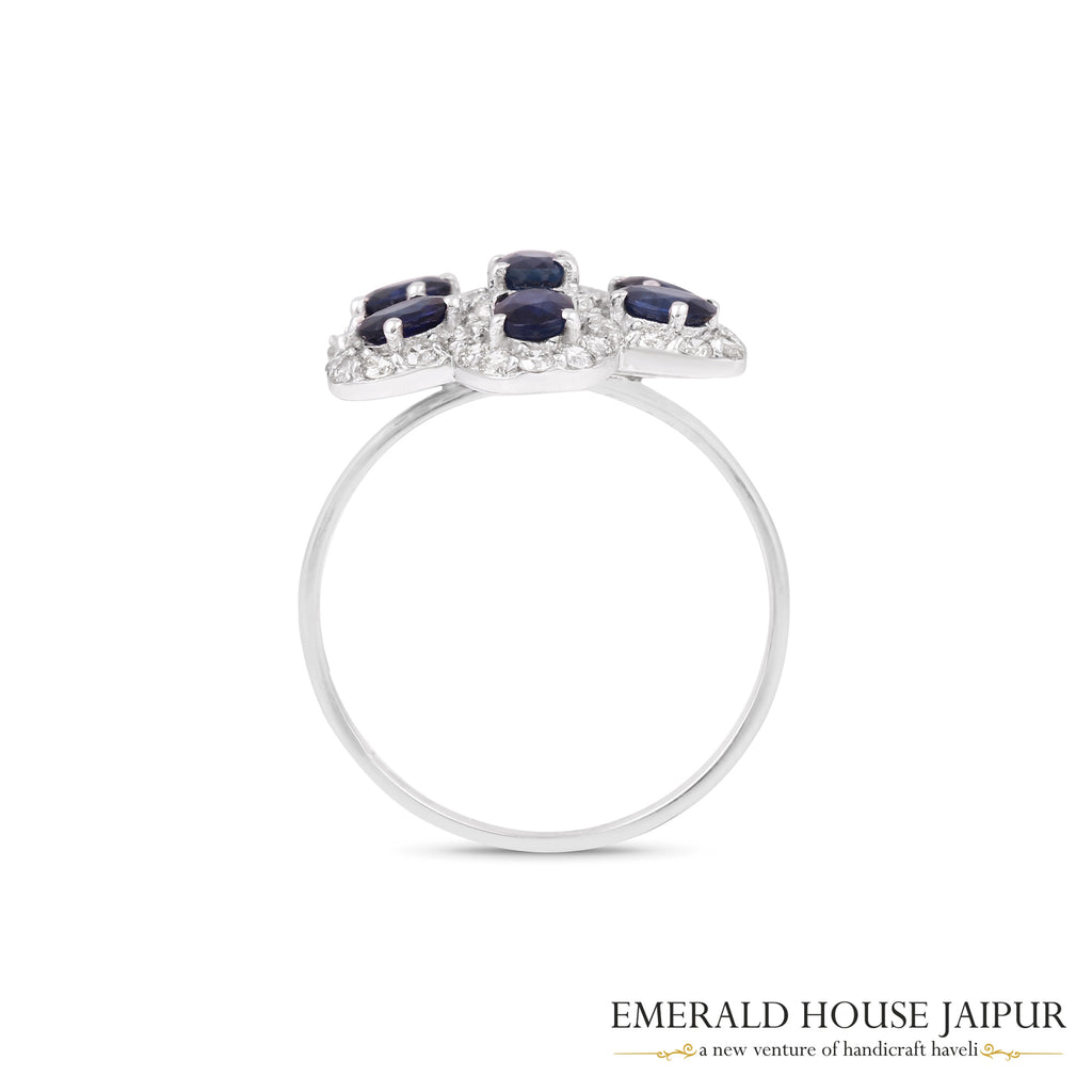 Midnight Bloom Sapphire Ring 
