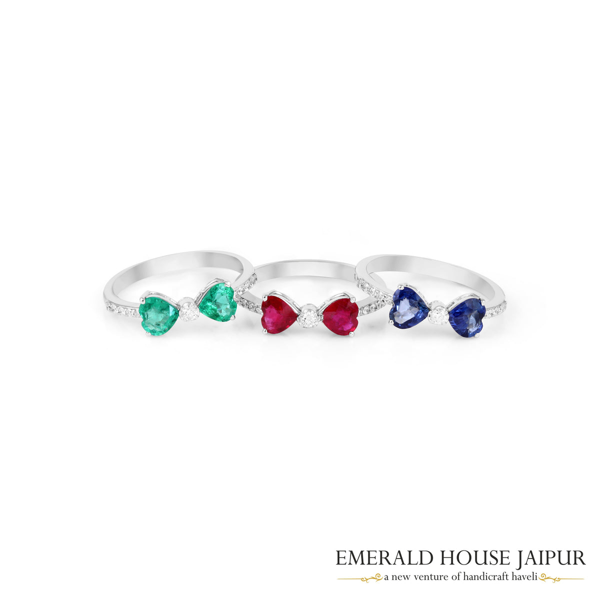 Heart-Shaped Ruby & Round Brilliant-Cut Diamond Toi et Moi Ring in 18K White Gold