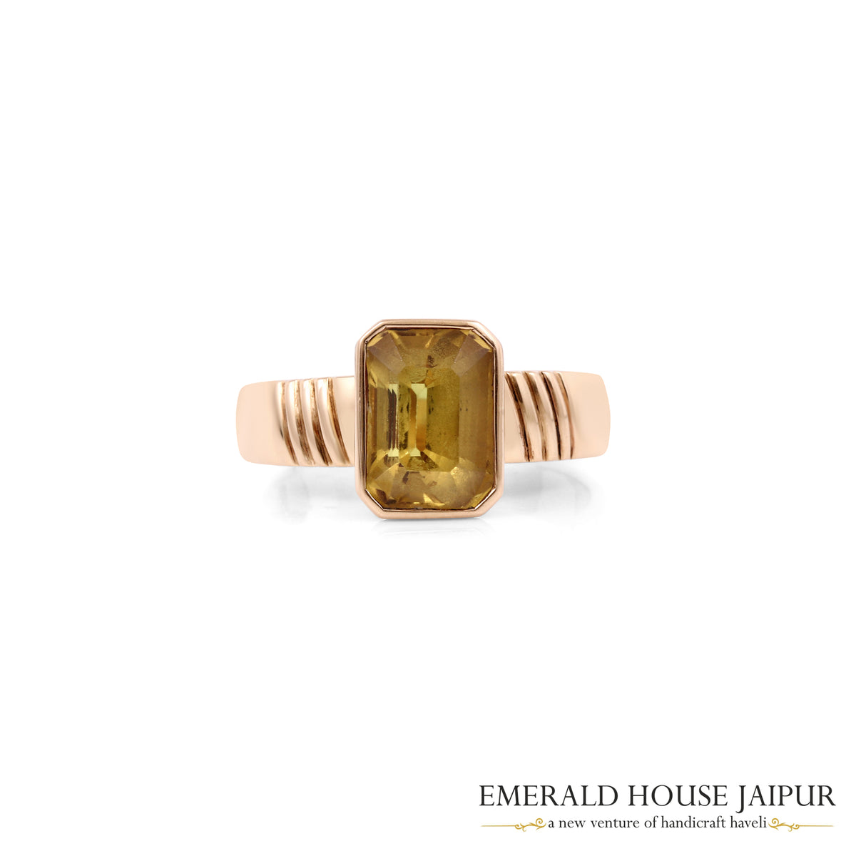 Thai Octagon Yellow Sapphire Ring In 18K Yellow Gold