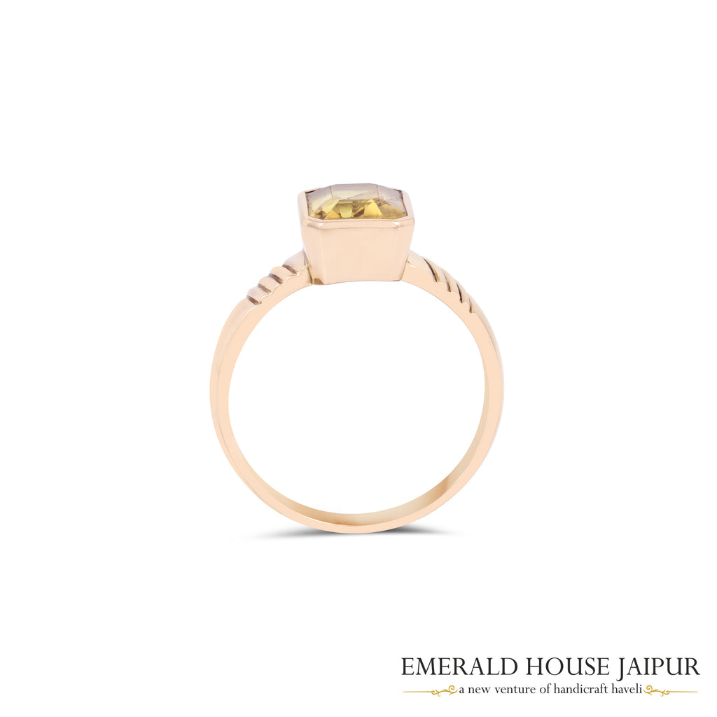 Thai Octagon Yellow Sapphire Ring In 18K Yellow Gold