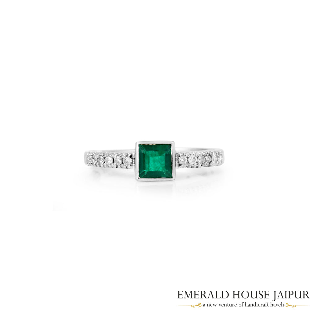 Radiant Emerald Solitaire Ring 