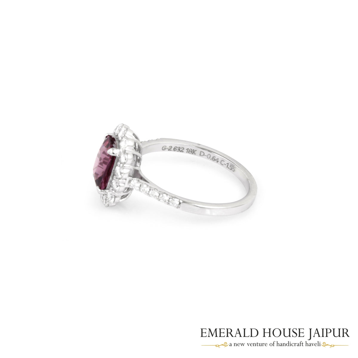 Rectangular Cushion-Cut Spinel & Diamond Halo Ring in 18K White Gold