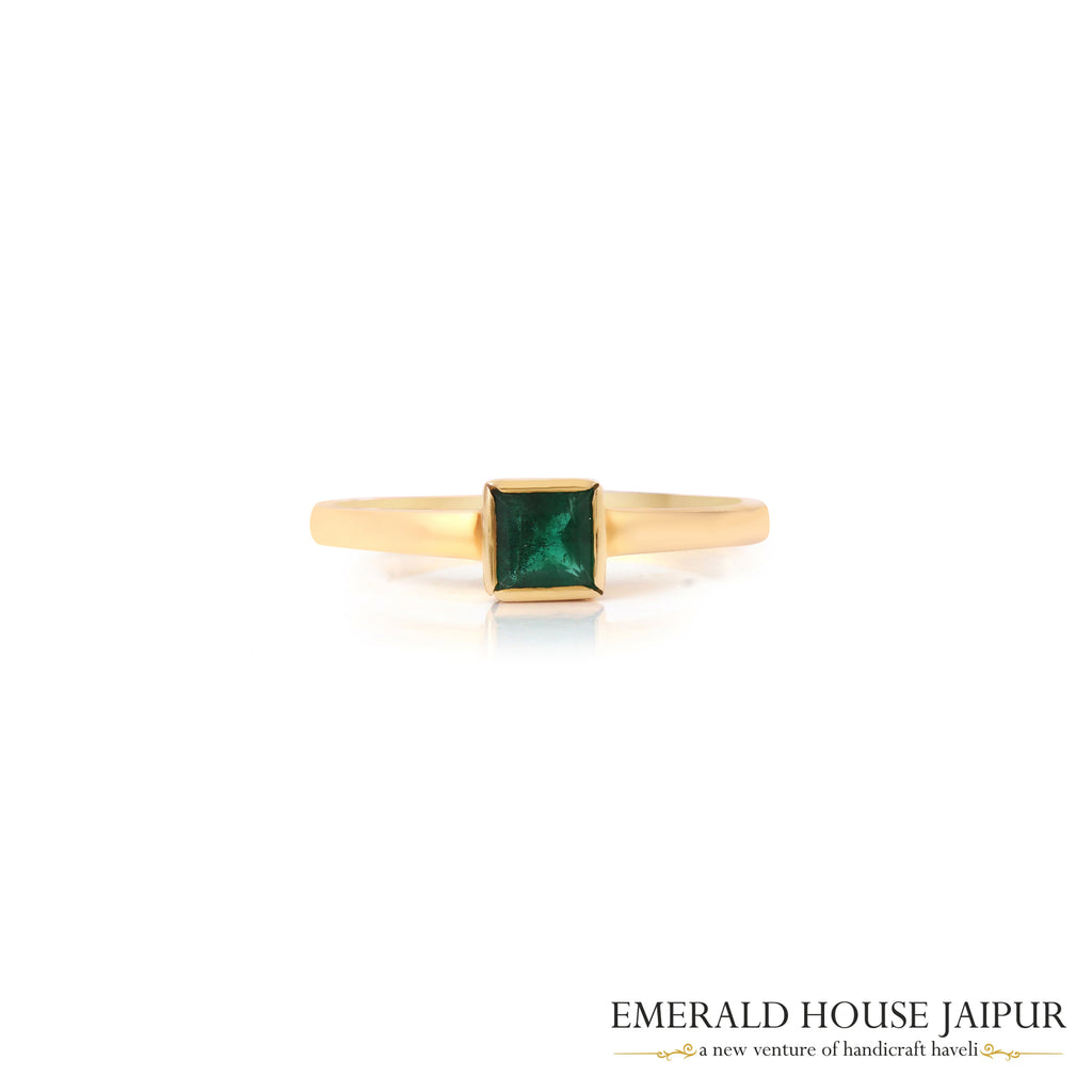 Zambian Princess Emerald Ring in 18k Yellow Gold
