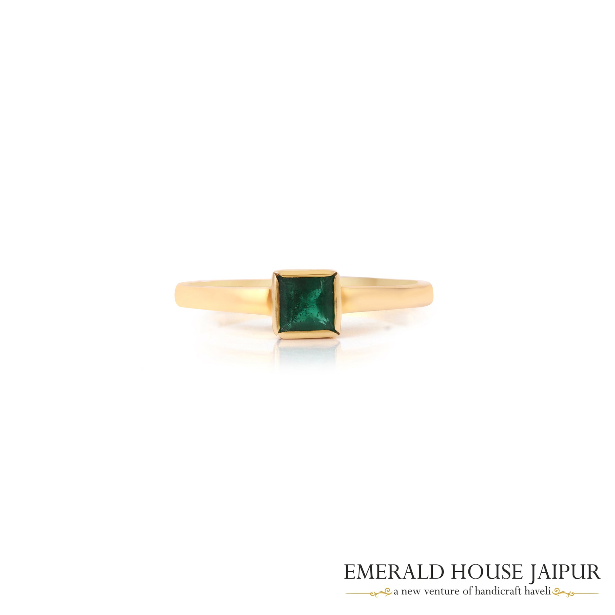 Zambian Princess Emerald Ring in 18k Yellow Gold