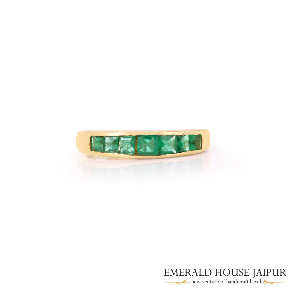 Zambian Princess Emeralds Ring in 18K Yellow Gold