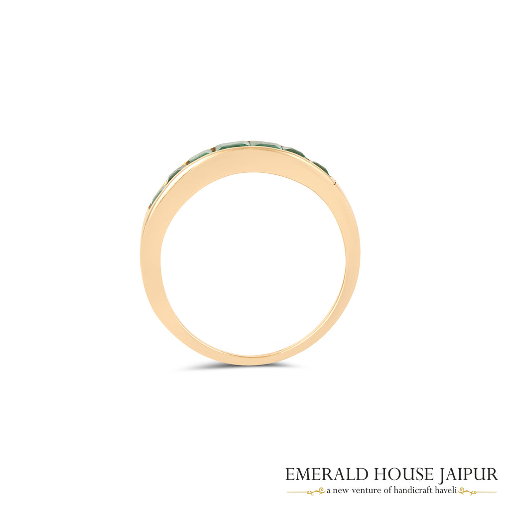 Zambian Princess Emeralds Ring in 18K Yellow Gold