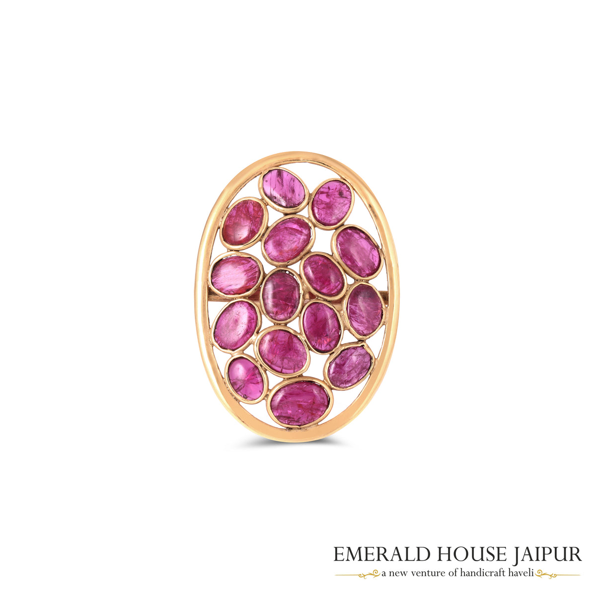 Mozambique Rosecut Ruby Ring with 18k Yellow Gold