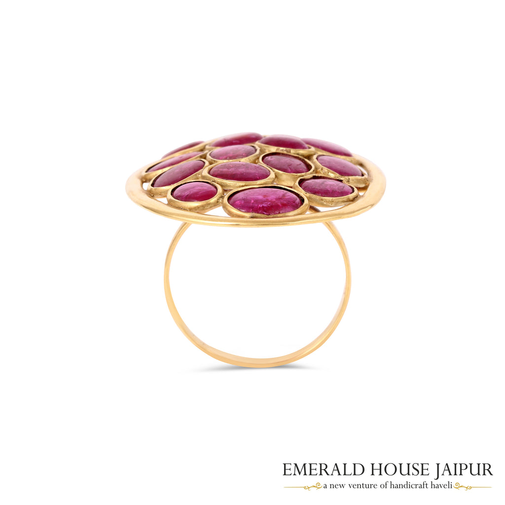 Mozambique Rosecut Ruby Ring with 18k Yellow Gold