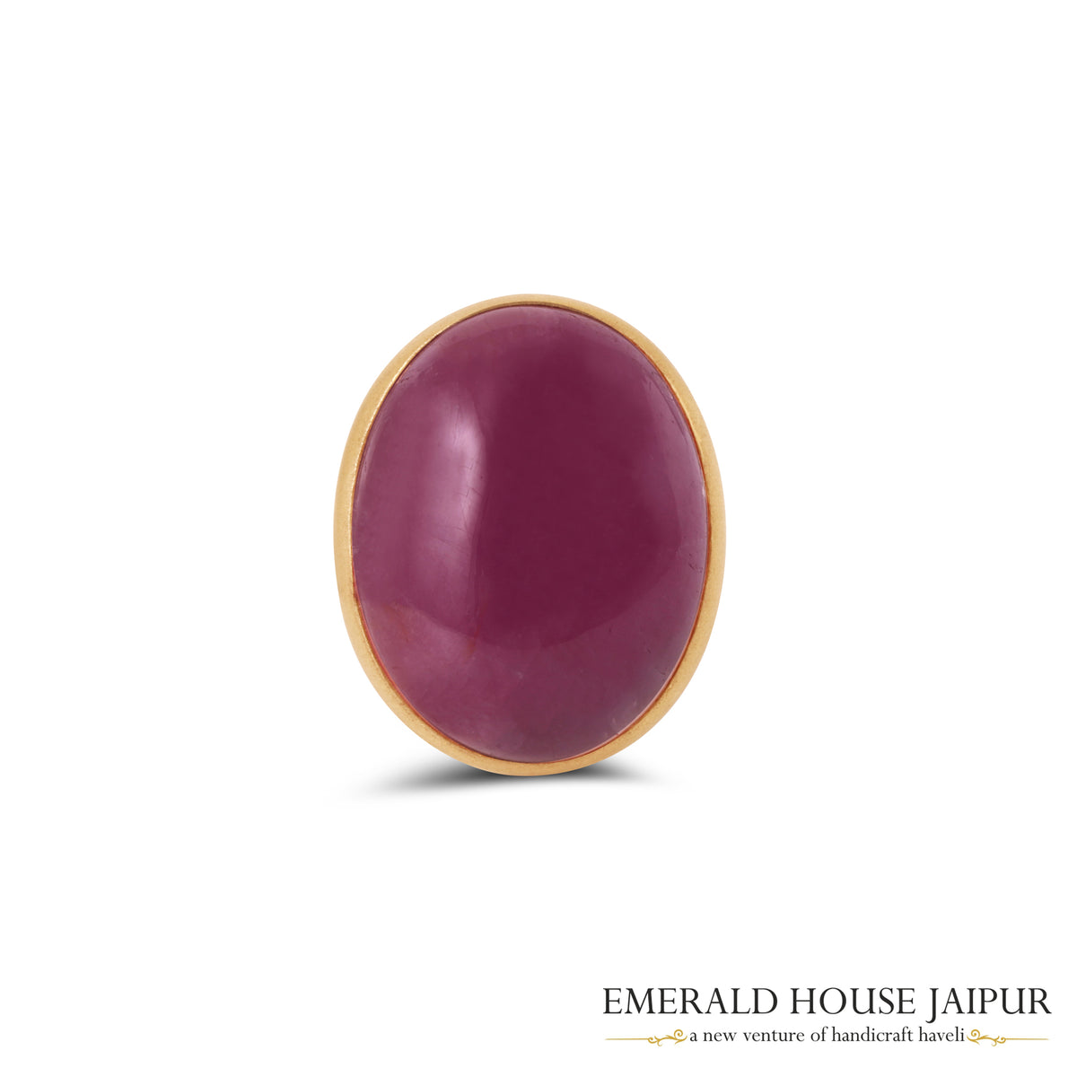 Mozambique Oval Cabochon Ruby Ring in 18k Matte Yellow Gold
