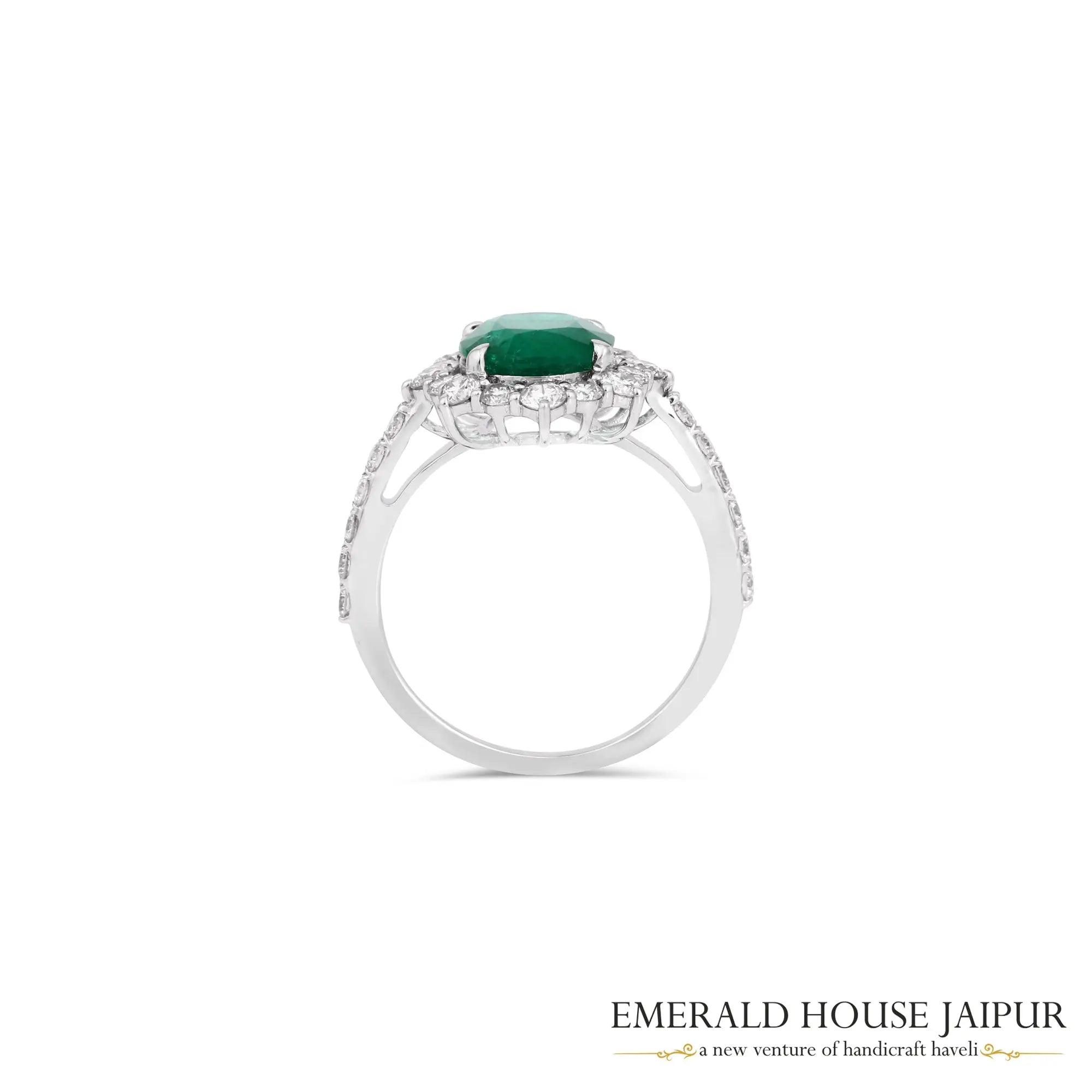 Classic Emerald & Halo Diamond Ring 