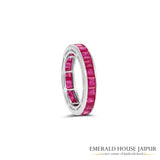 Mozambique Princess Ruby Eternity Band Ring in 18k White Gold