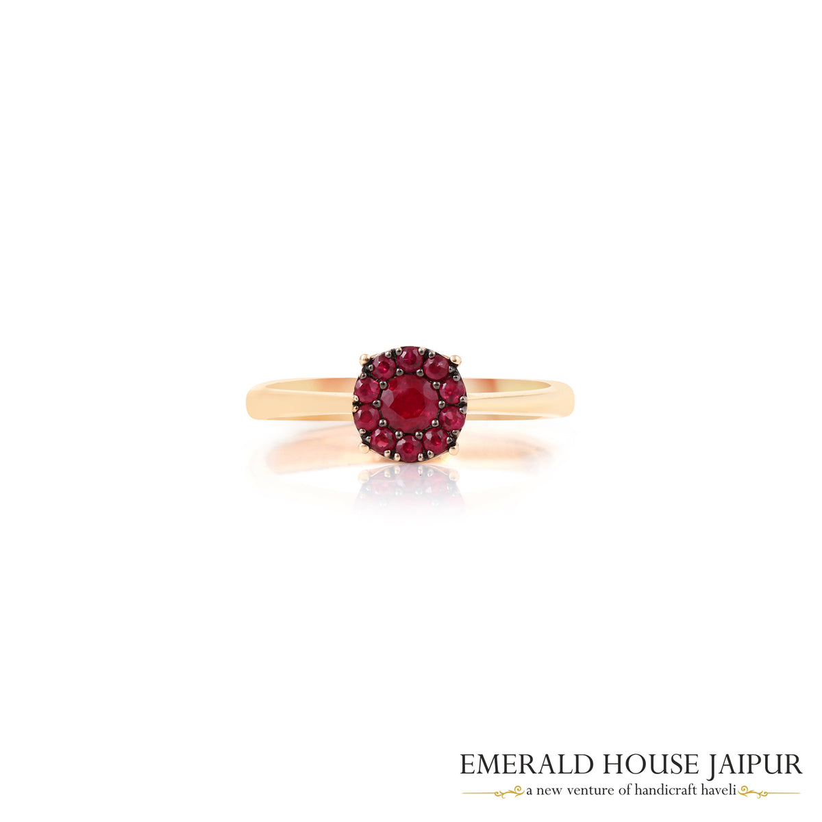 Mozambique Rounds Ruby Ring in 18k Rose Gold