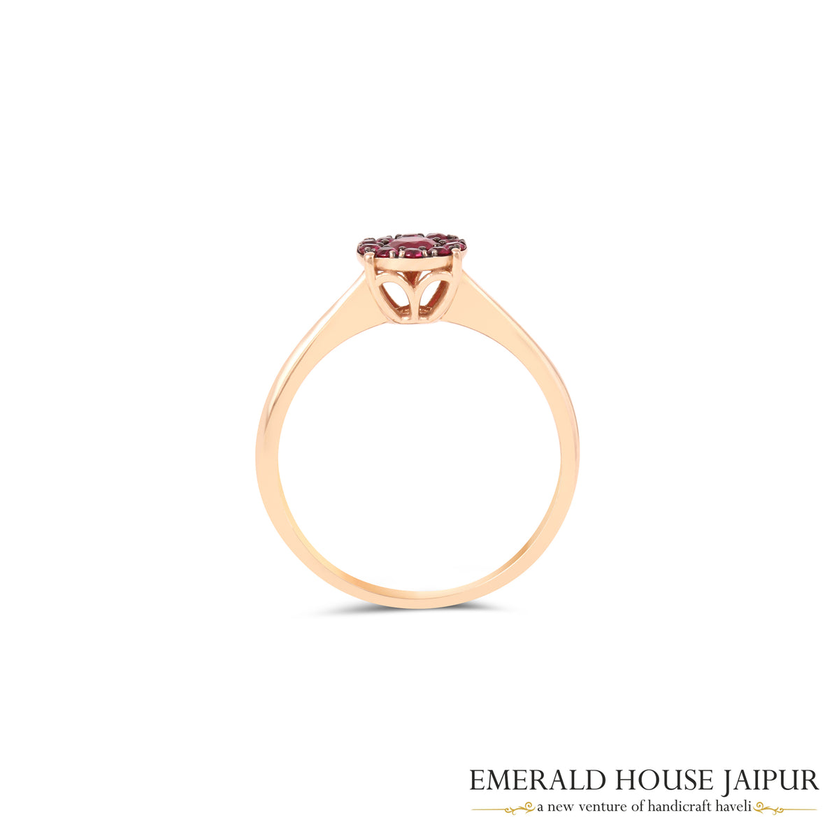 Mozambique Rounds Ruby Ring in 18k Rose Gold