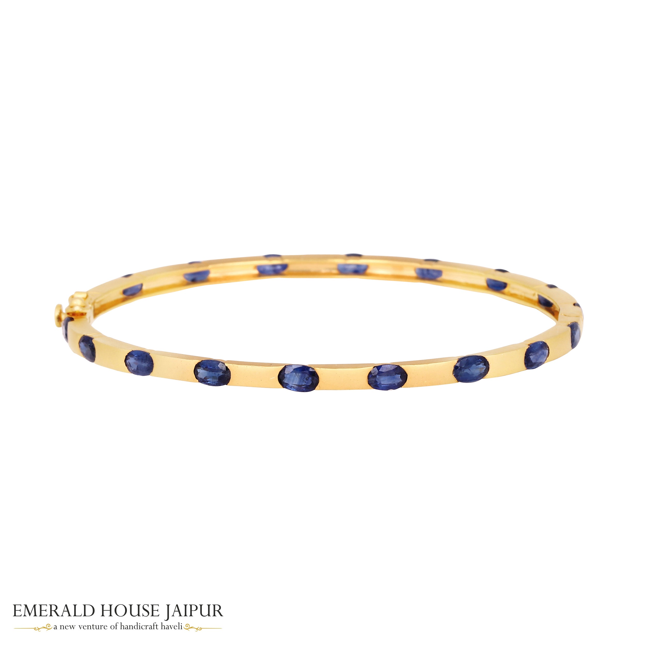 Blue Sapphire Dot Bangle in 18K Yellow Gold