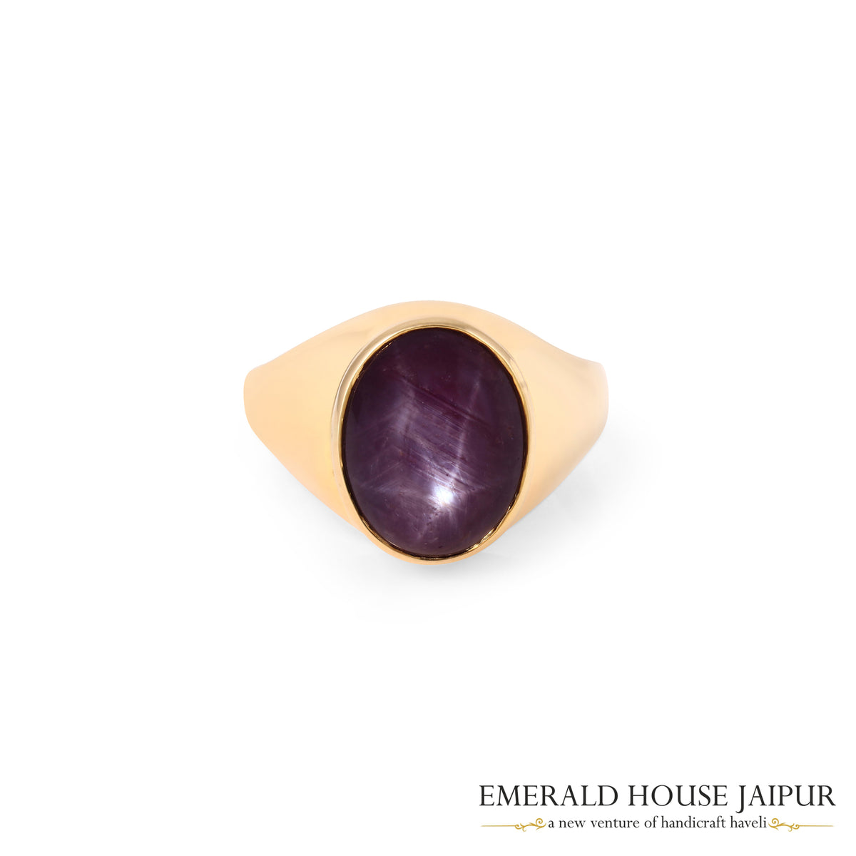 Ceylon Oval Star Ruby Ring in 18k Yellow Gold