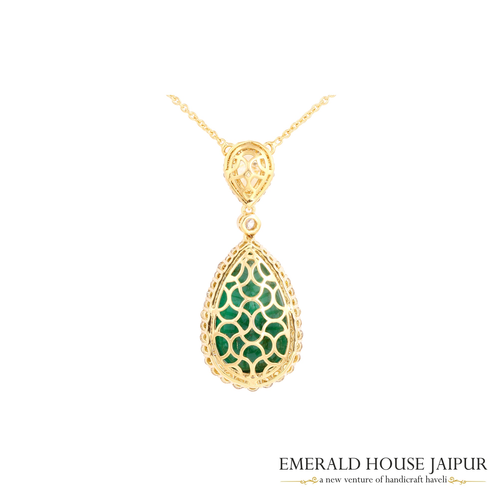 Canary Yellow Diamond & Emerald Pendant 