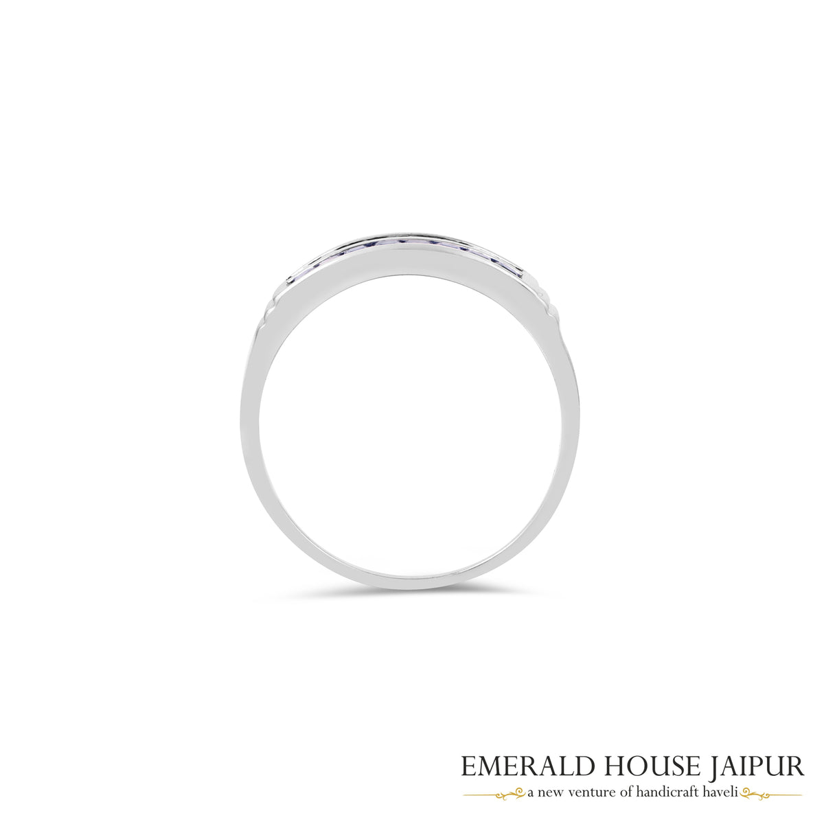 Thai Princess Blue Sapphires Ring In 18K White Gold