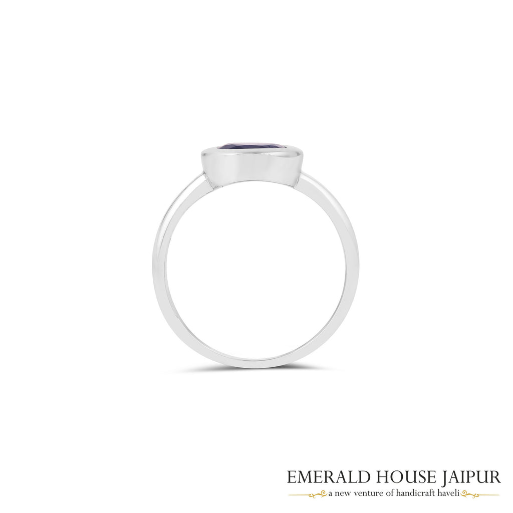 Ceylon Oval Blue Sapphire Ring In 18K White Gold
