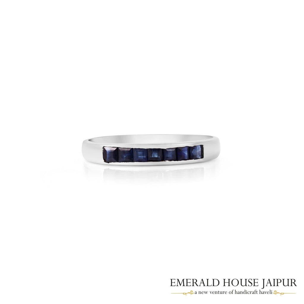 Thai Princess Blue Sapphire Ring In 18K White Gold