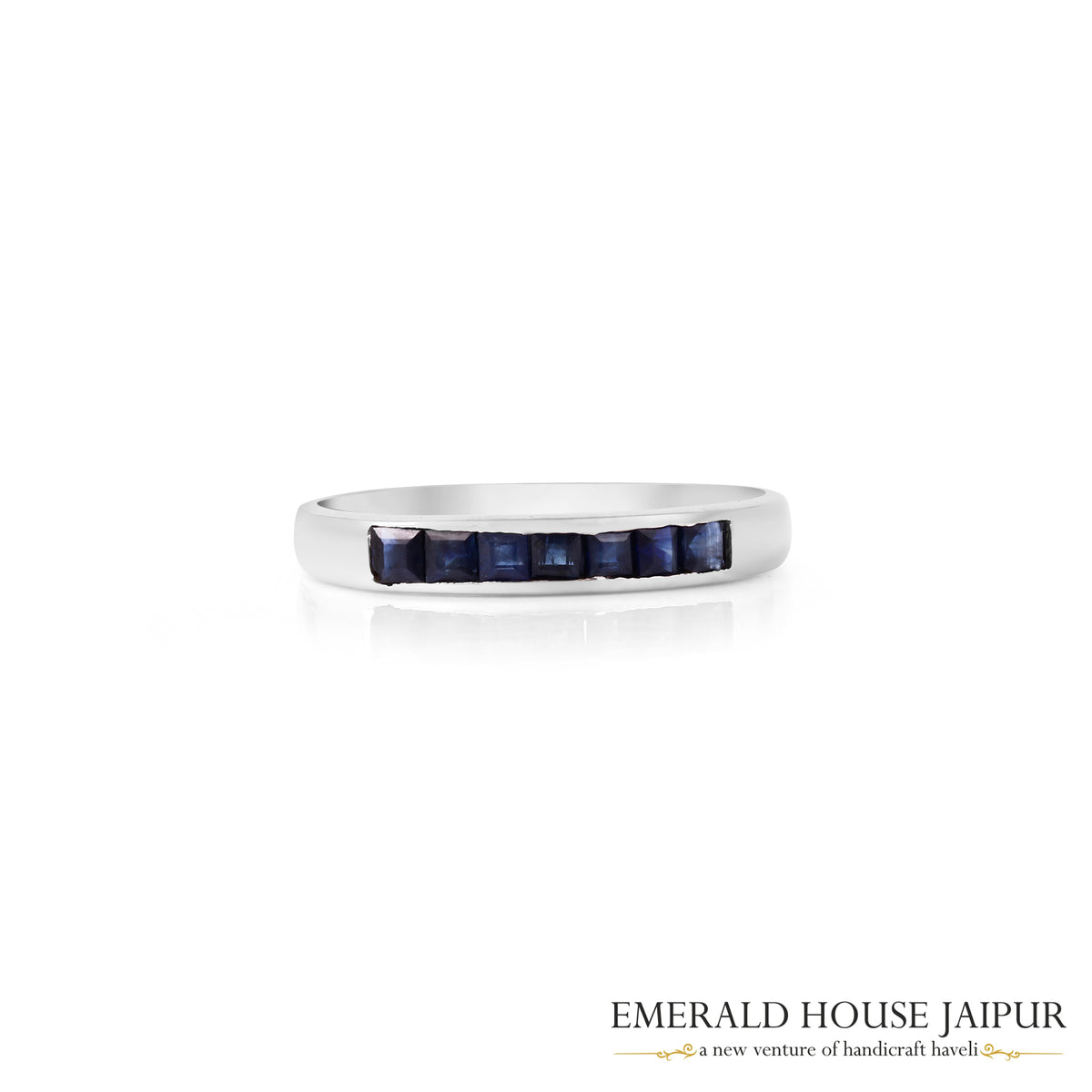 Thai Princess Blue Sapphire Ring In 18K White Gold