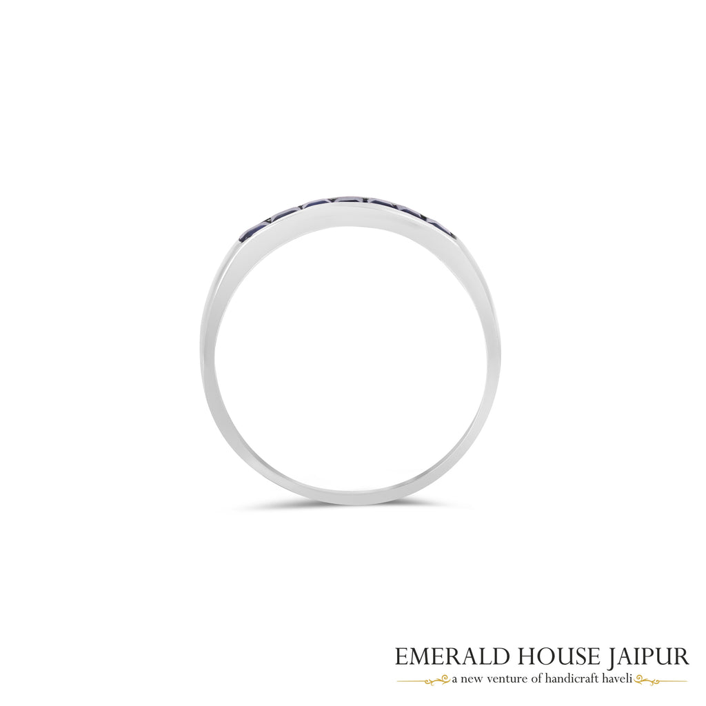 Thai Princess Blue Sapphire Ring In 18K White Gold