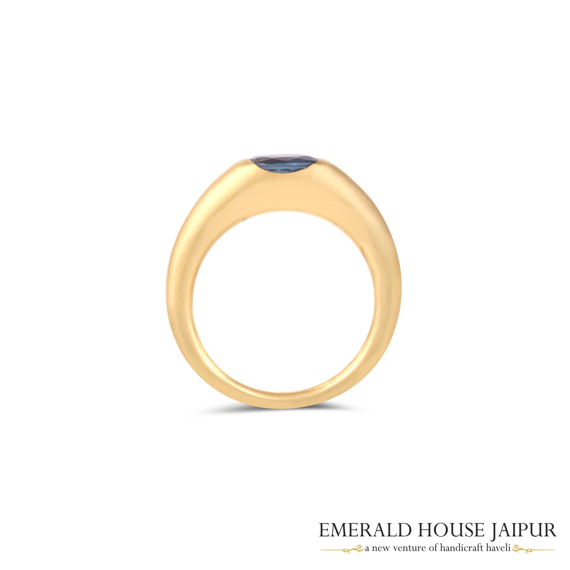 Ceylon Oval Blue Sapphire Ring In Matte Yellow Gold