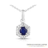 Classic Sapphire Halo Pendant