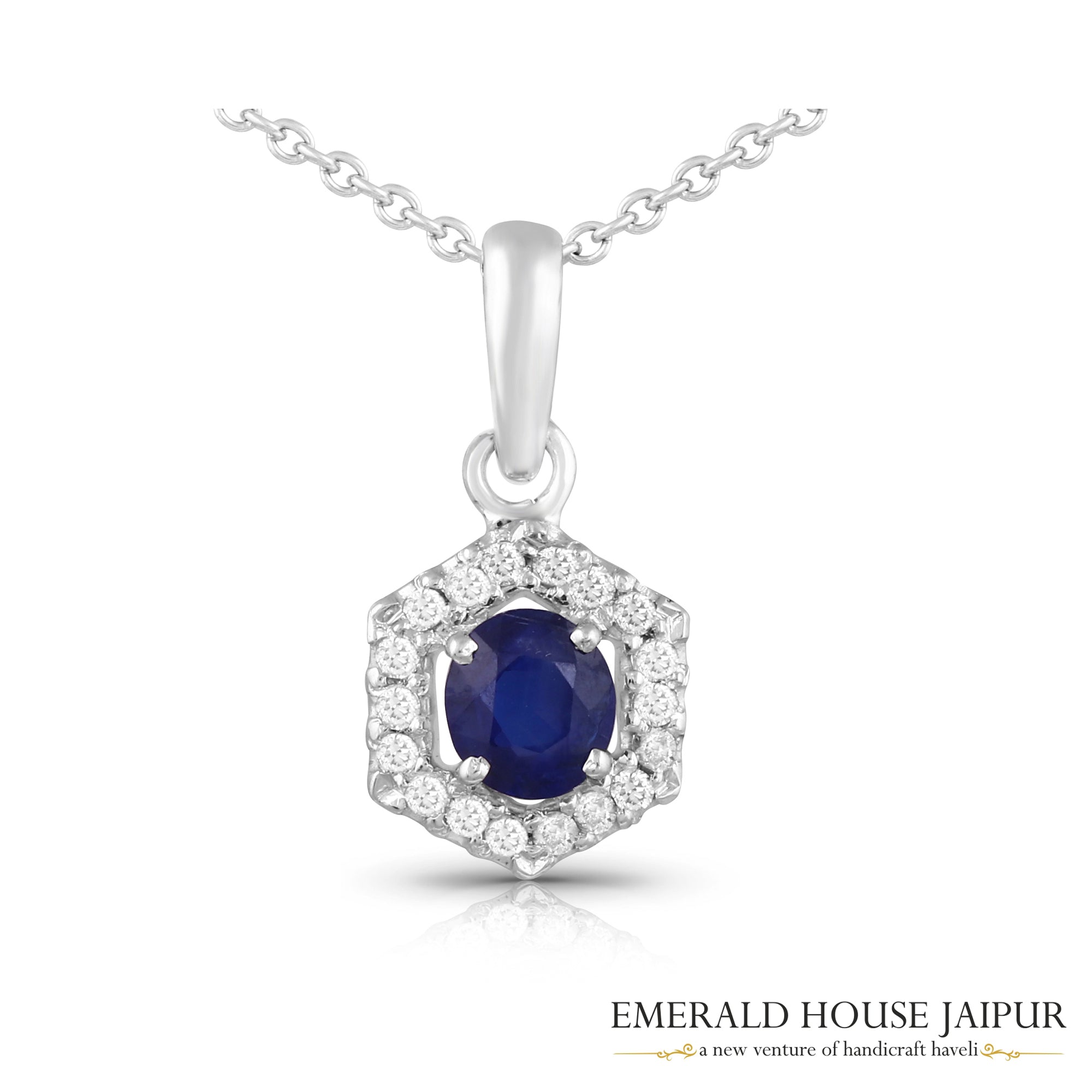 Classic Sapphire Halo Pendant 