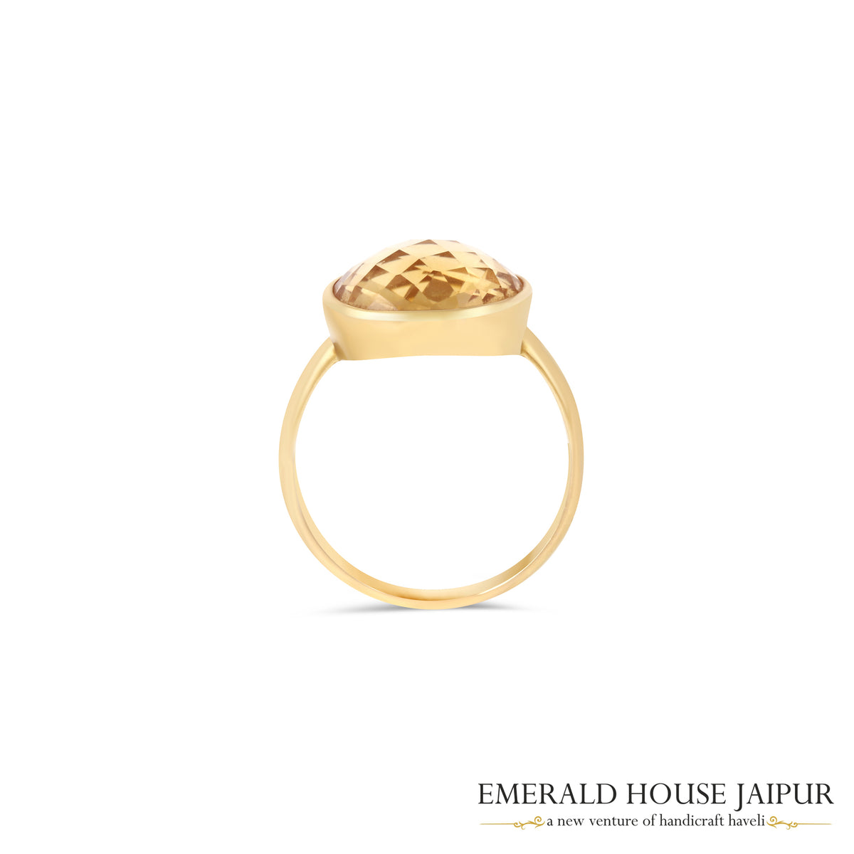 Russian Round Citrine Ring In 18K Yellow Gold