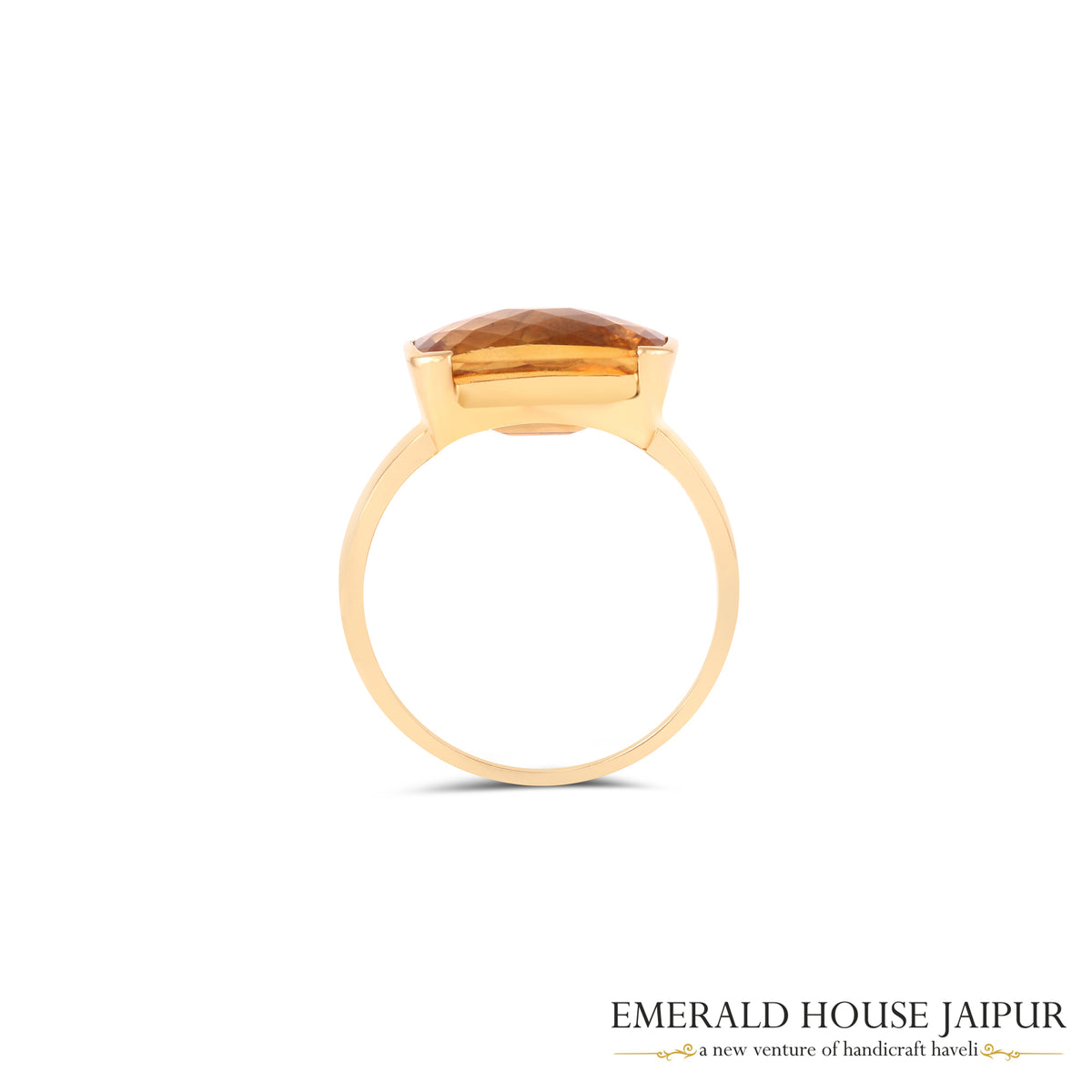 Russian Octagonal Citrine Ring In 18K Matte Yellow Gold