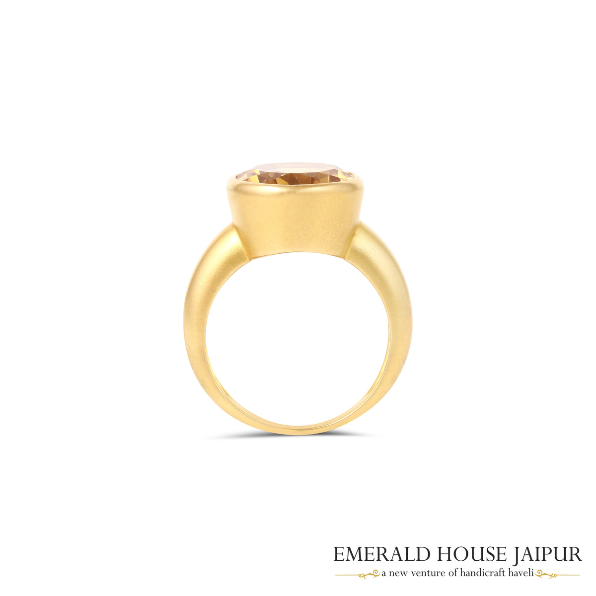 Brazilian Oval Citrine Ring In 18K Matte Yellow Gold