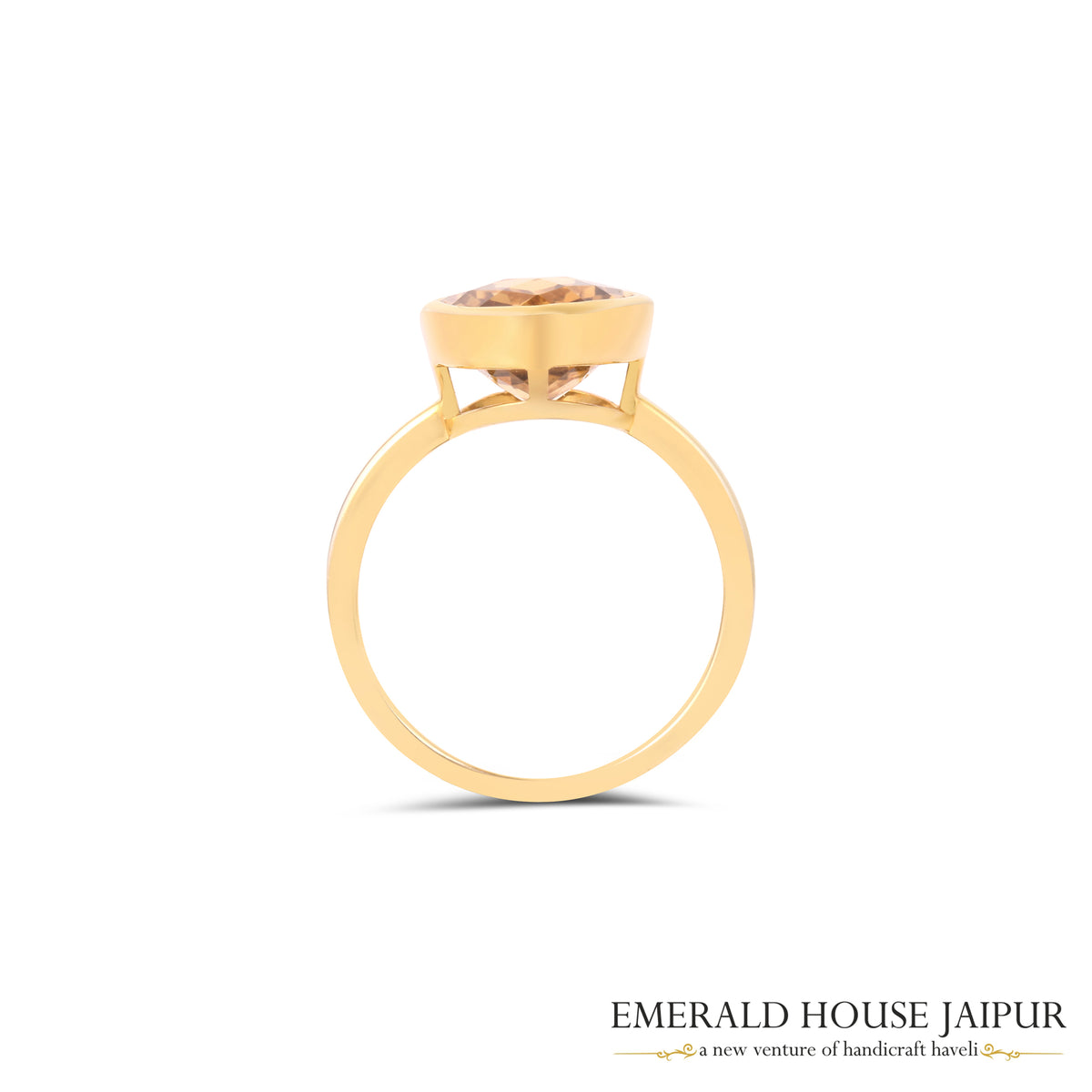 Russian Oval Citrine Ring In 14K Matte Yellow Gold