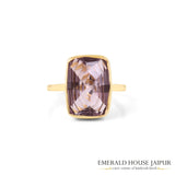 Brazilian Octagonal Step Cut Amethyst Ring In 14K Yellow Gold