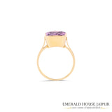 Brazilian Octagonal Step Cut Amethyst Ring In 14K Yellow Gold