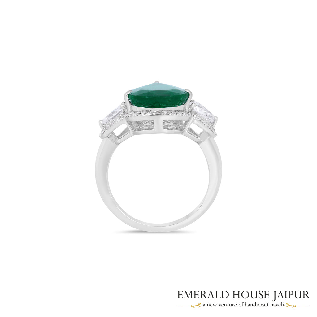 Drop Emerald & Diamond Ring 
