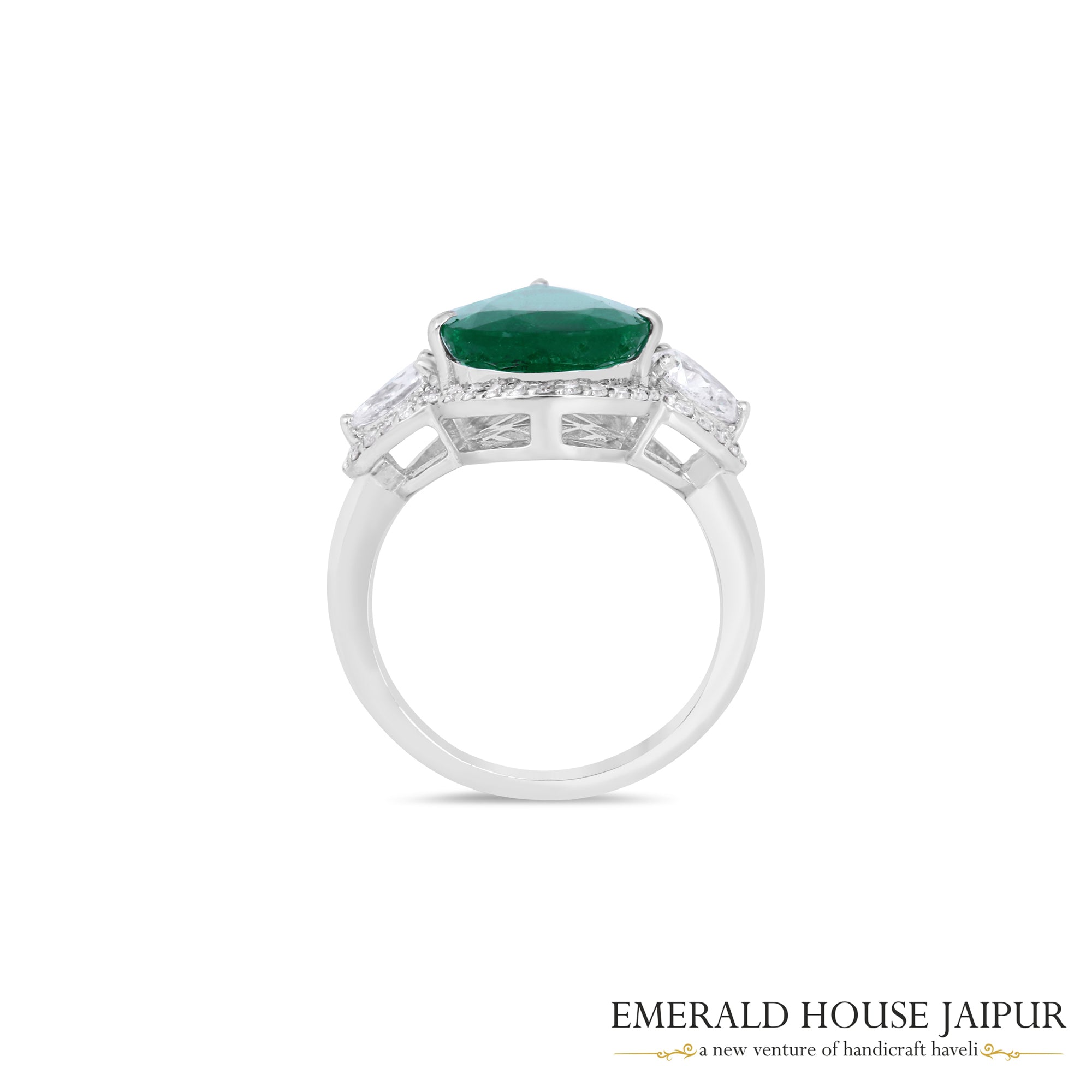 Drop Emerald & Diamond Ring 