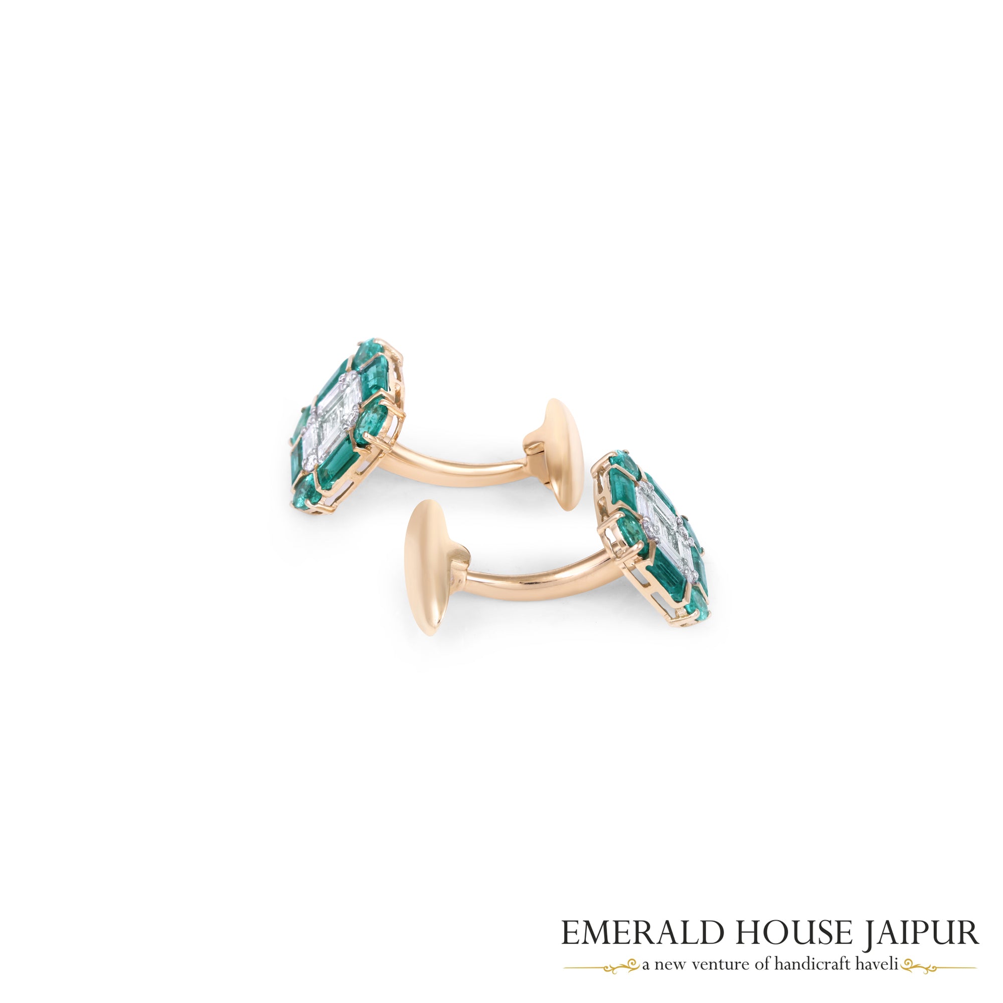 Emerald & Diamonds Men's Cufflink - Emerald House Jaipur